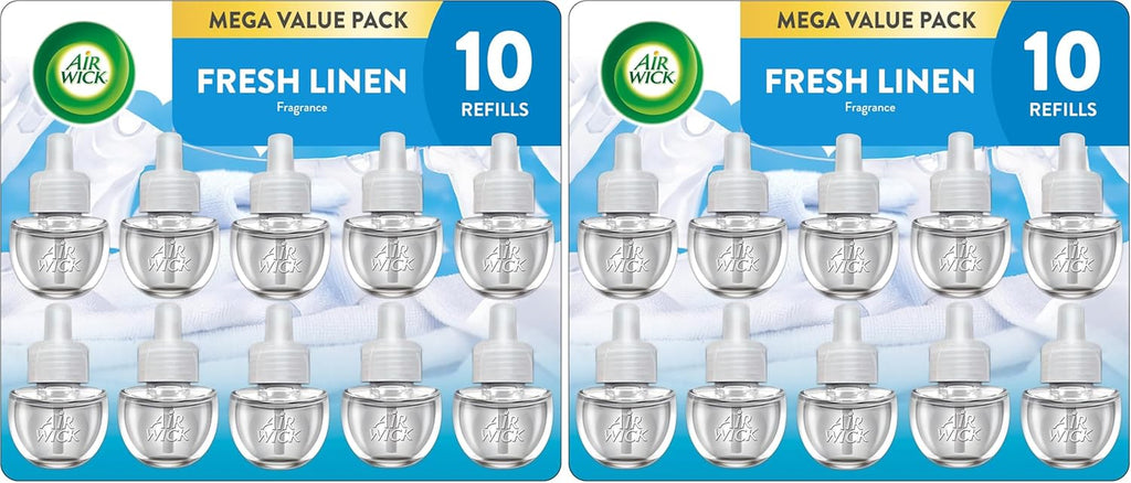 Plug in Scented Oil Refill, 10Ct, Fresh Linen, Air Freshener, Essential Oils, Eco Friendly Pack