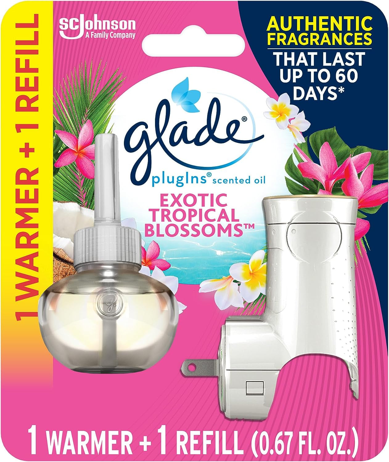 Plugins Refills Air Freshener Starter Kit, Cashmere Woods, Scented and Essential Oils for Home and Bathroom, 0.67 Fl Oz, 1 Warmer + 1 Refill