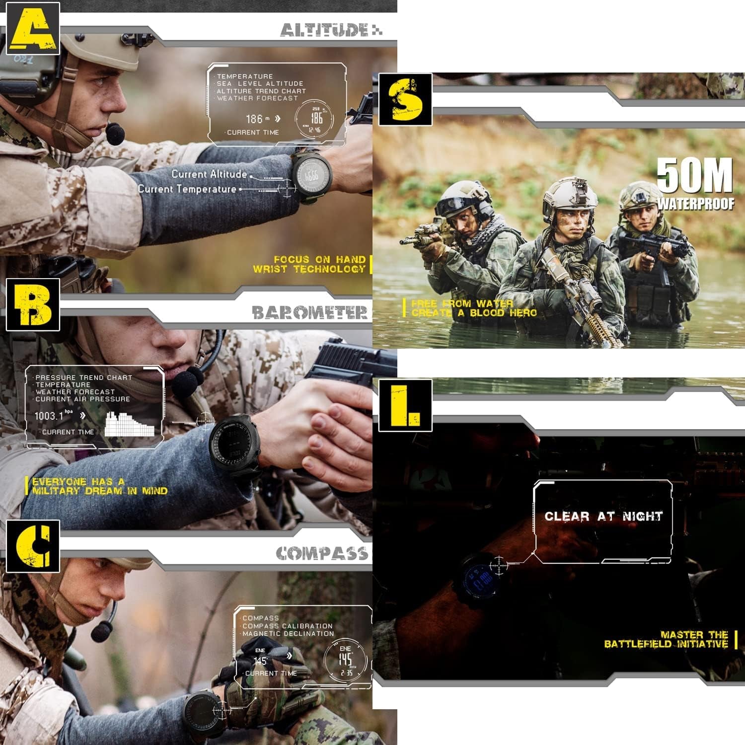 Apache Tactical Sports Watches for Men , Outdoor Survival Military Compass Rock Solid Digital Watches with Durable Band, Steps Tracker Pedometer Calories (Green)…