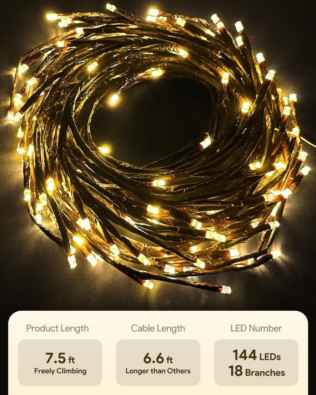 Enchanted Willow Vine Lights with Remote, Christmas Swags Decorations Indoor Room Decor, 18 Branches 144 Leds Lighted Willow Vine Lights for Walls Bedroom Home Decor