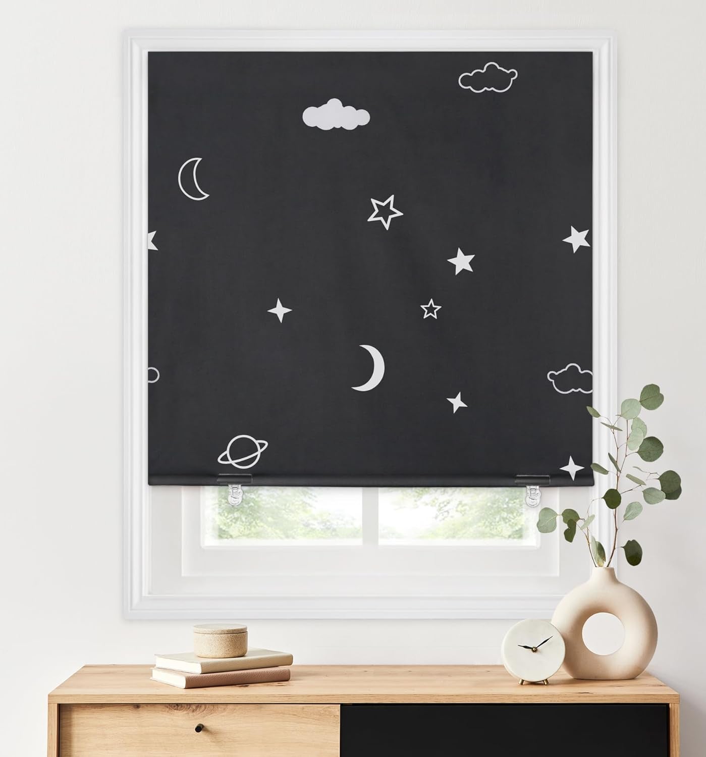 100% Blackout Roller Shades, No Tools No Drill Cordless Blinds for Windows, Thermal Insulated UV Protection Privacy Window Shades for Bedroom (36''W X 72''H, Black)