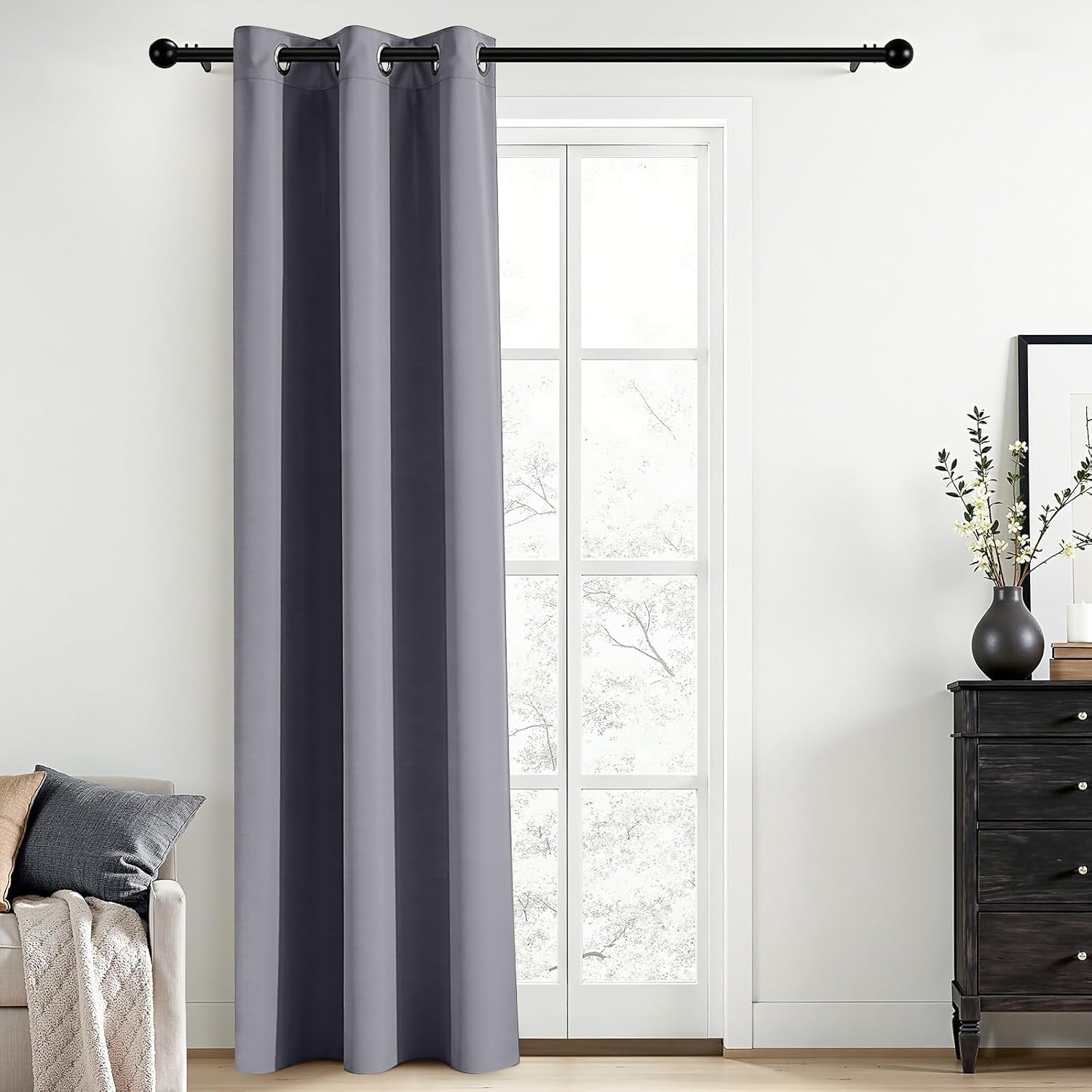 Room Darkening Gray Blackout Curtains 84 Inch Long Light Blocking Thermal Insulated Window Treatment Grommet Drapes for Bedroom Living Room, 52W X 84L, Grey Curtains, 2 Panels