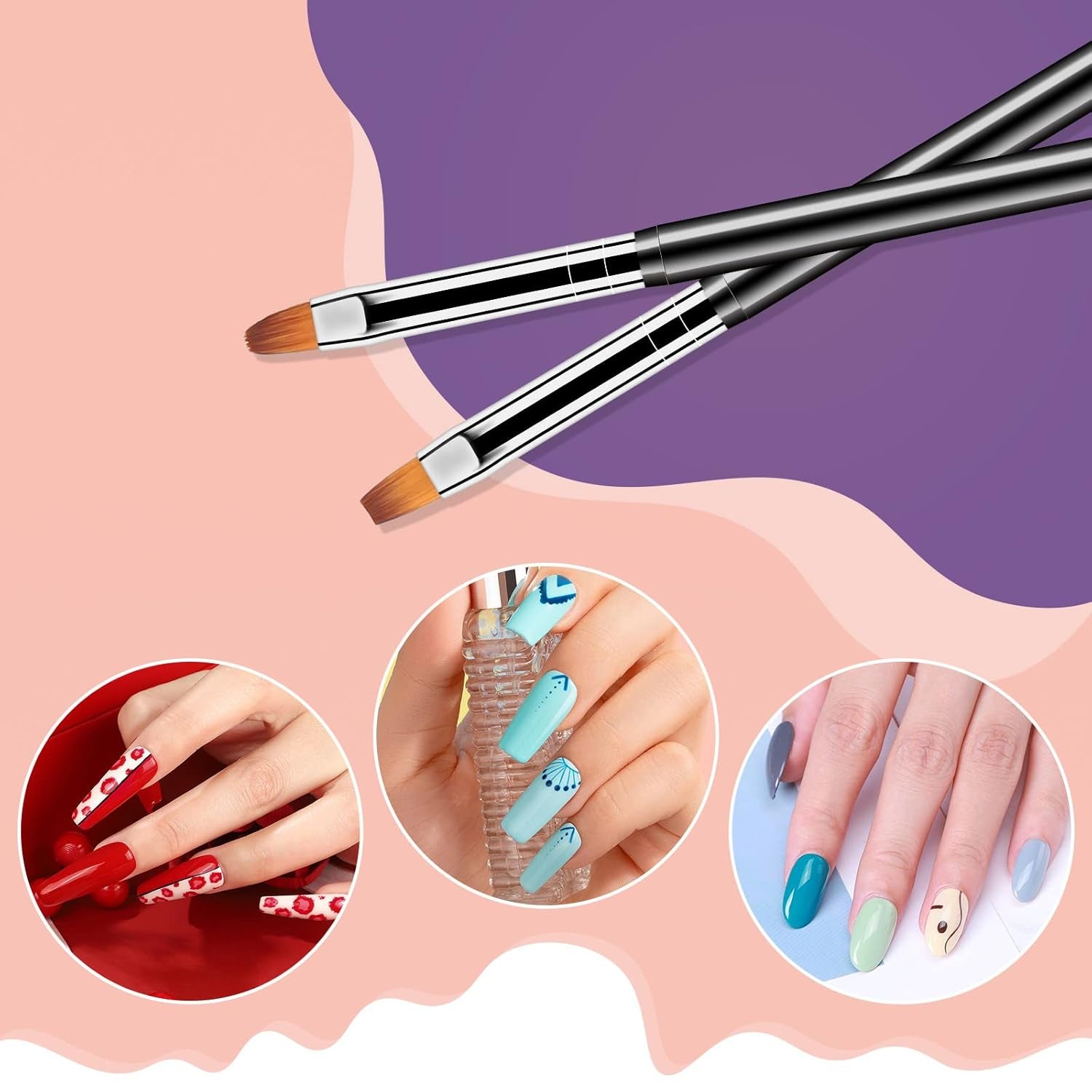 Nail Dotting Tools 6PCS Double-Ended Nail Art Brushes Kit Nail Art Gel Polish Liner Brushes Design Pen for Nail Drawing and Nail Paint Brushes Small Detail Brushes