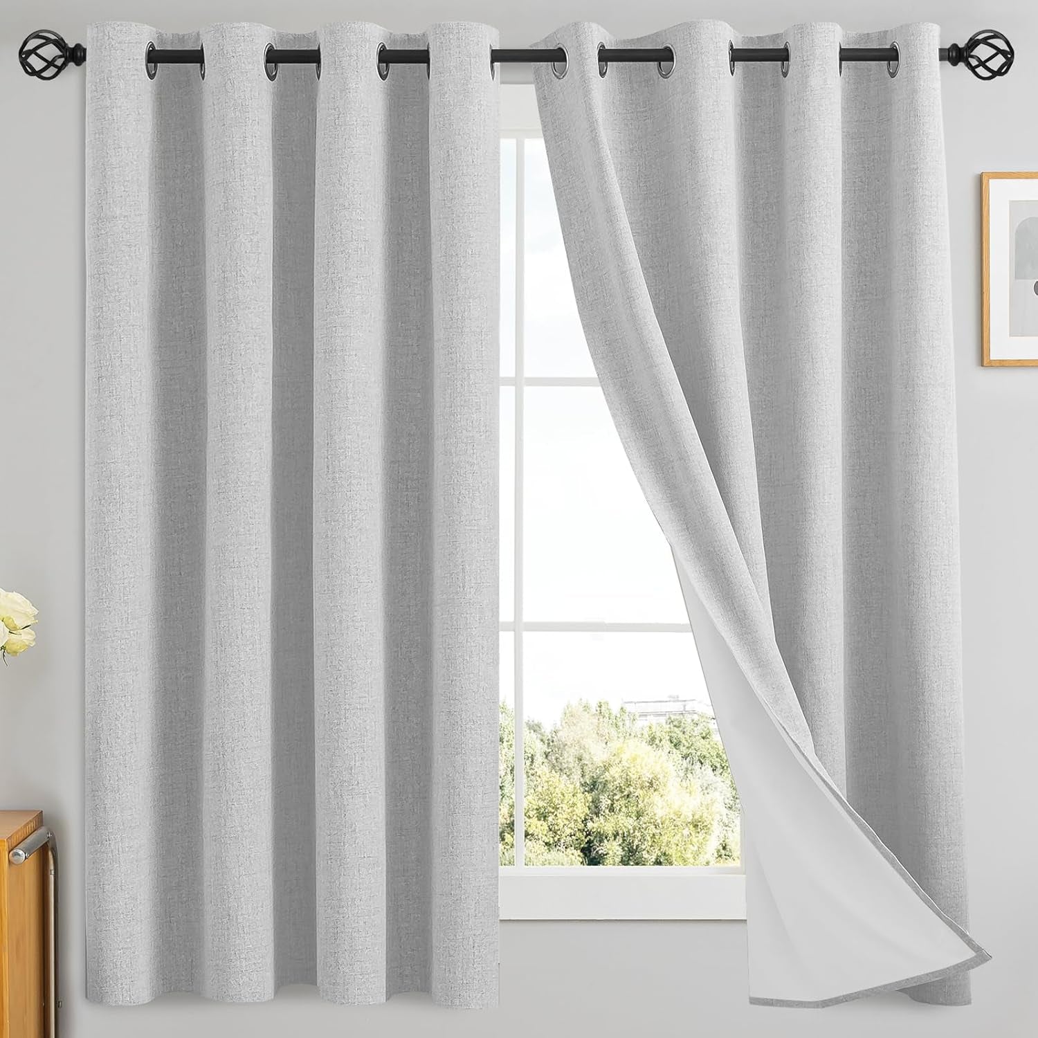 Room Darkening Gray Blackout Curtains 84 Inch Long Light Blocking Thermal Insulated Window Treatment Grommet Drapes for Bedroom Living Room, 52W X 84L, Grey Curtains, 2 Panels
