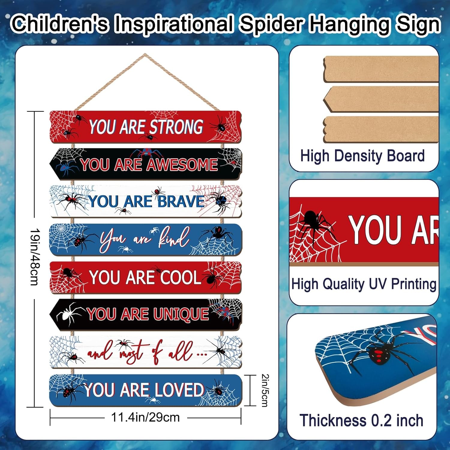 Spider Room Decor with LED Lights Bedroom Boys Room Wall Decor Children Inspirational Motivational Wall Art Wooden Wall Decor Little Boy Kids Room Interior Decor Toddler Room Sign