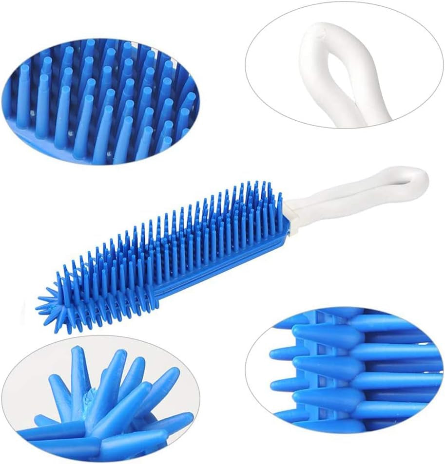 2 Pack Pet Hair Removal Tool Pet Hair Remover Rubber Cat Hair Remover Portable for Carpet Clothes Furniture Sofa Leather Car Seat Bath with Massage Effect (Green + Blue)