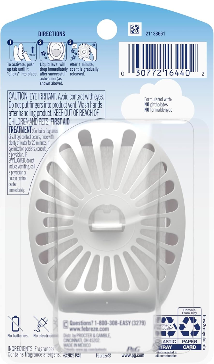 Bathroom Air Freshener, Odor-Fighting Plug-In Alternative, Home, Bathroom & Kitchen Use, Downy April Fresh Scent, 6 Count