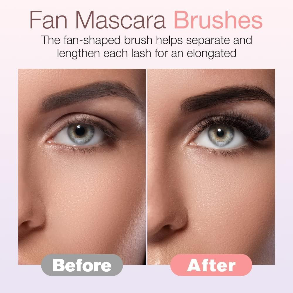 Folding Angle Scalloped Lash Brush, 2024 NEW Mascara Fan Brush for Lashes Eyelash Separator Tool, Eyelash Comb for Upper Lower Eye Lash Makeup Tools, Eye Makeup Fan Brush for Women (3 PCS)