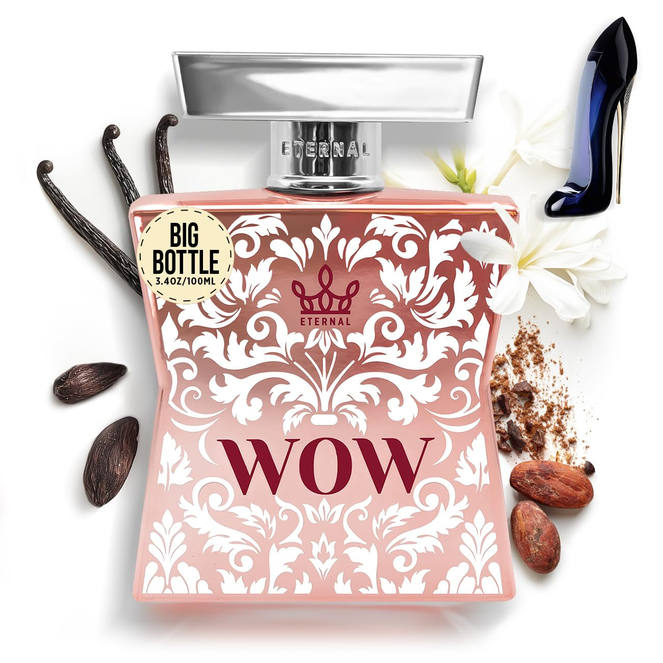Eternal Wow - Inspired by Designer Fruity Almond Vanilla Perfume - 3.4 Oz (100Ml) - EDP - Long-Lasting - Vegan - Clean Ingredients - Perfume for Women - 2000 Sprays per Bottle