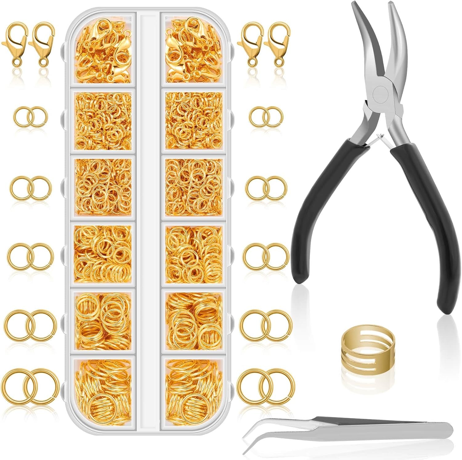 Jump Rings for Jewelry Making Supplies and Necklace Repair with Jump Ring Pliers and Open Jump Ring(1200Pcs Silver and Gold)