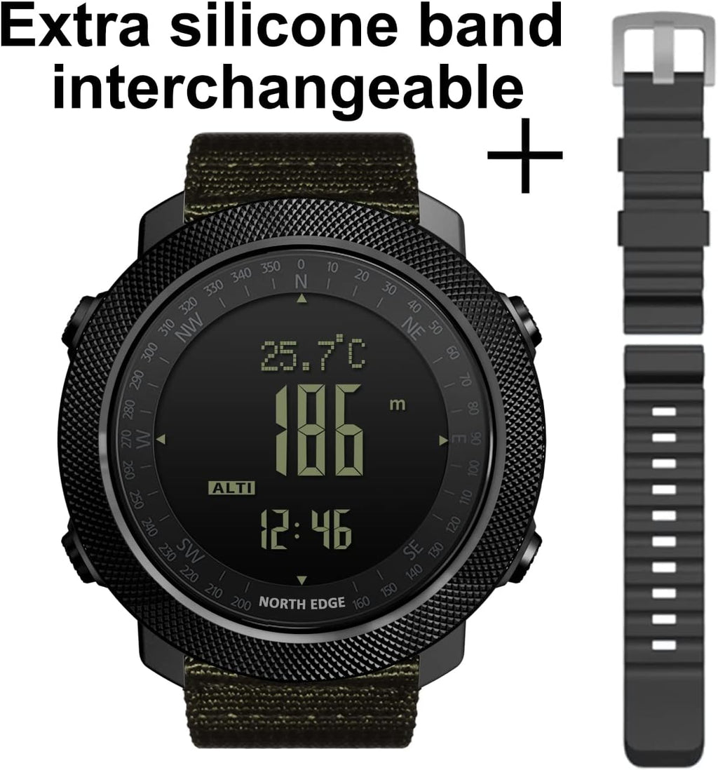 Apache Tactical Sports Watches for Men , Outdoor Survival Military Compass Rock Solid Digital Watches with Durable Band, Steps Tracker Pedometer Calories (Green)…