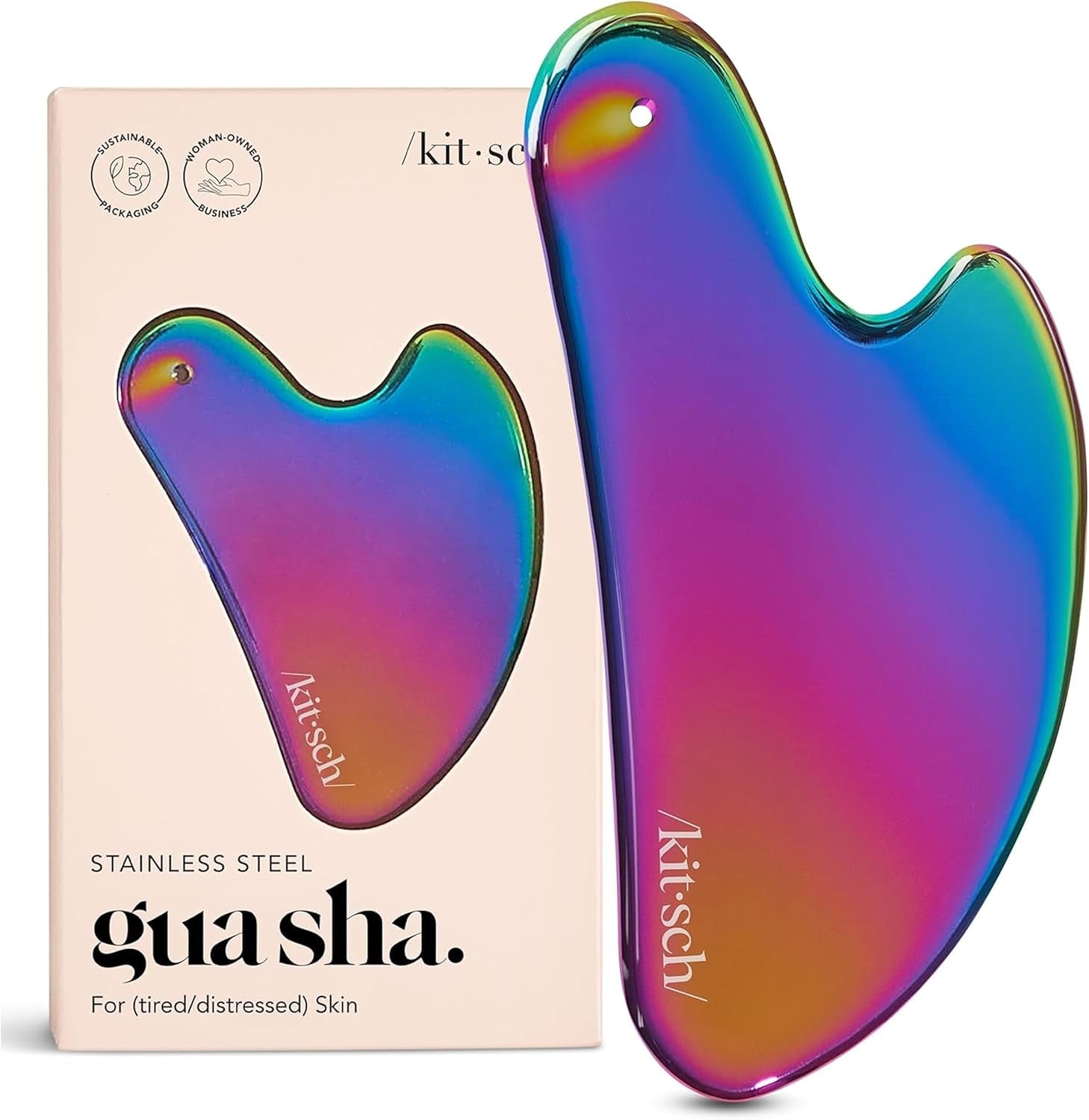 Stainless Steel Gua Sha Facial Tools - Guasha Tool for Face, Face Sculpting Tool, Jawline Shaper, Double Chin Reducer Gua Sha Tools, Lymphatic Drainage Massager, Facial Skin Care, Iridescent
