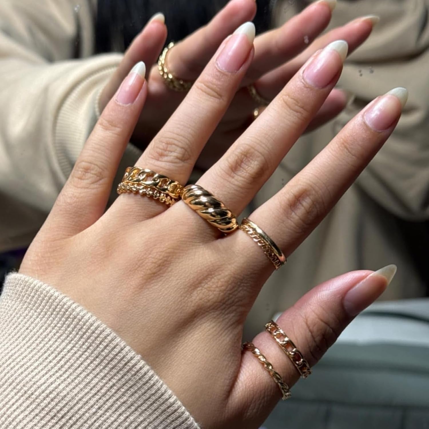 68 Pcs Gold Knuckle Rings Set for Women, Stackable Boho Joint Finger Midi Rings Silver Hollow Carved Crystal Stacking Ring Pack for Gift