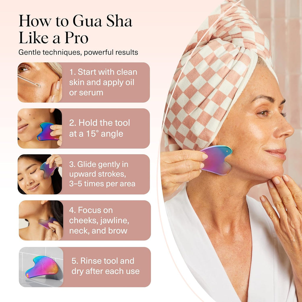 Stainless Steel Gua Sha Facial Tools - Guasha Tool for Face, Face Sculpting Tool, Jawline Shaper, Double Chin Reducer Gua Sha Tools, Lymphatic Drainage Massager, Facial Skin Care, Iridescent