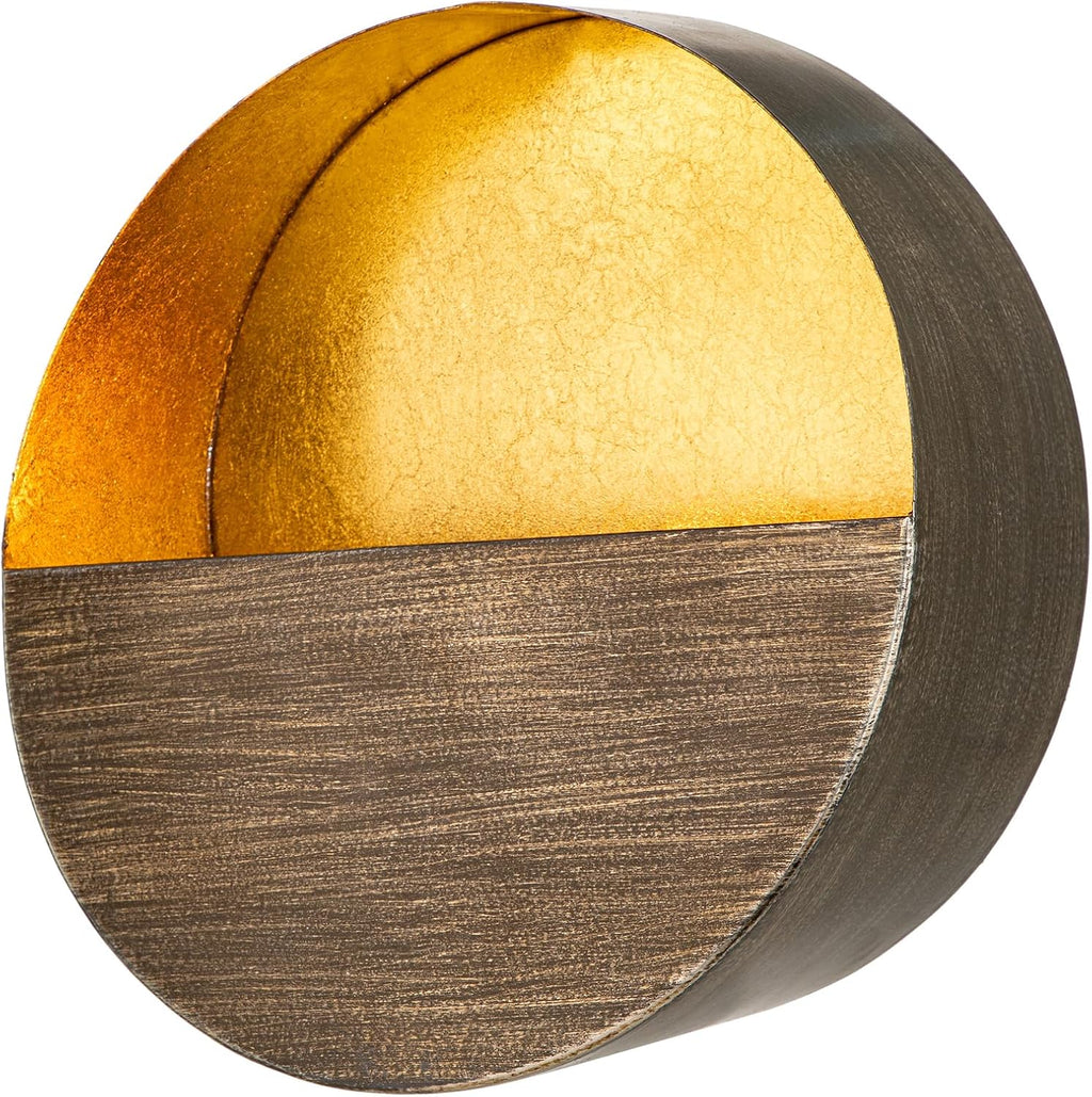 Luxury Metal Wall Candle Sconces – Small Handcrafted Wall-Mounted Tealight Candle Holders with Gold Leaf Interior – Modern & Rustic Home Décor for Living Room, Hallway – 6.5" Black Two Pieces