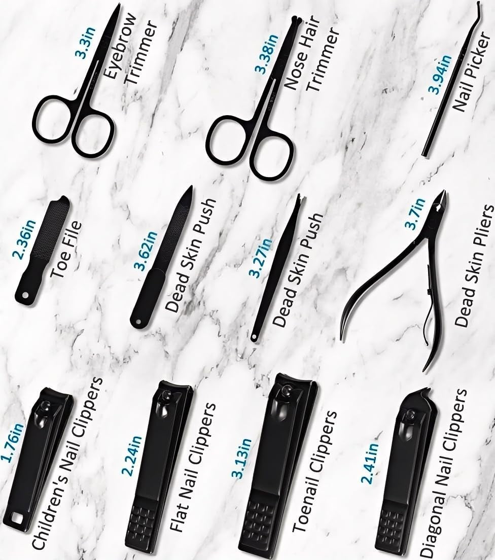Manicure Set Professional Nail Clipper Kit-26 Pieces Stainless Steel Manicure Kit,Nail Care Tools with Luxurious Travel Case (Brown)