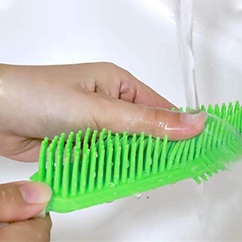 2 Pack Pet Hair Removal Tool Pet Hair Remover Rubber Cat Hair Remover Portable for Carpet Clothes Furniture Sofa Leather Car Seat Bath with Massage Effect (Green + Blue)
