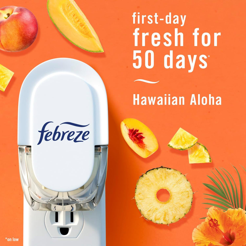 Plug in Air Freshener, Odor-Fighting Scented Oil Refill, Air Fresheners for Home and Bathroom and Kitchen, Long Lasting for Strong Odors, Hawaiian Aloha Scent, 0.87Oz Refills, 3 Count