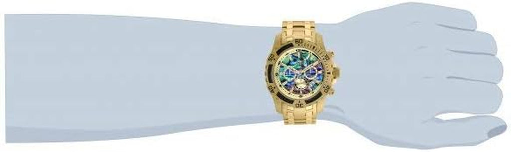 Men'S Pro Diver Scuba Quartz Chronograph Carbon Fiber Bezel Abalone Dial Bracelet Watch, 50Mm