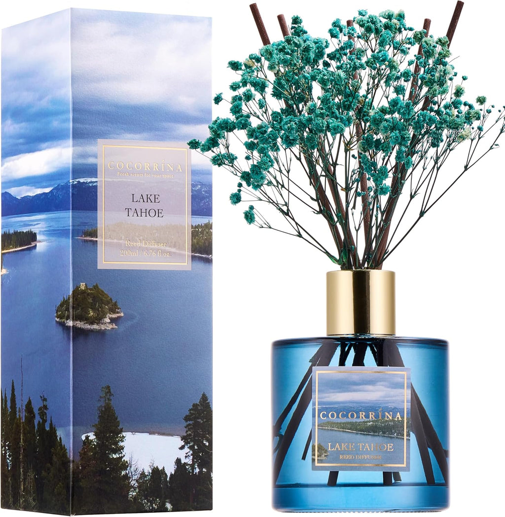 Reed Diffuser Set, Clean Linen 6.7 Fl Oz Scented Diffuser with Sticks Home Fragrance Reed Diffuser for Bathroom Shelf Decor