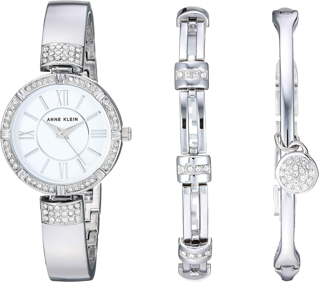 Women'S Premium Crystal Accented Watch and Bracelet Set