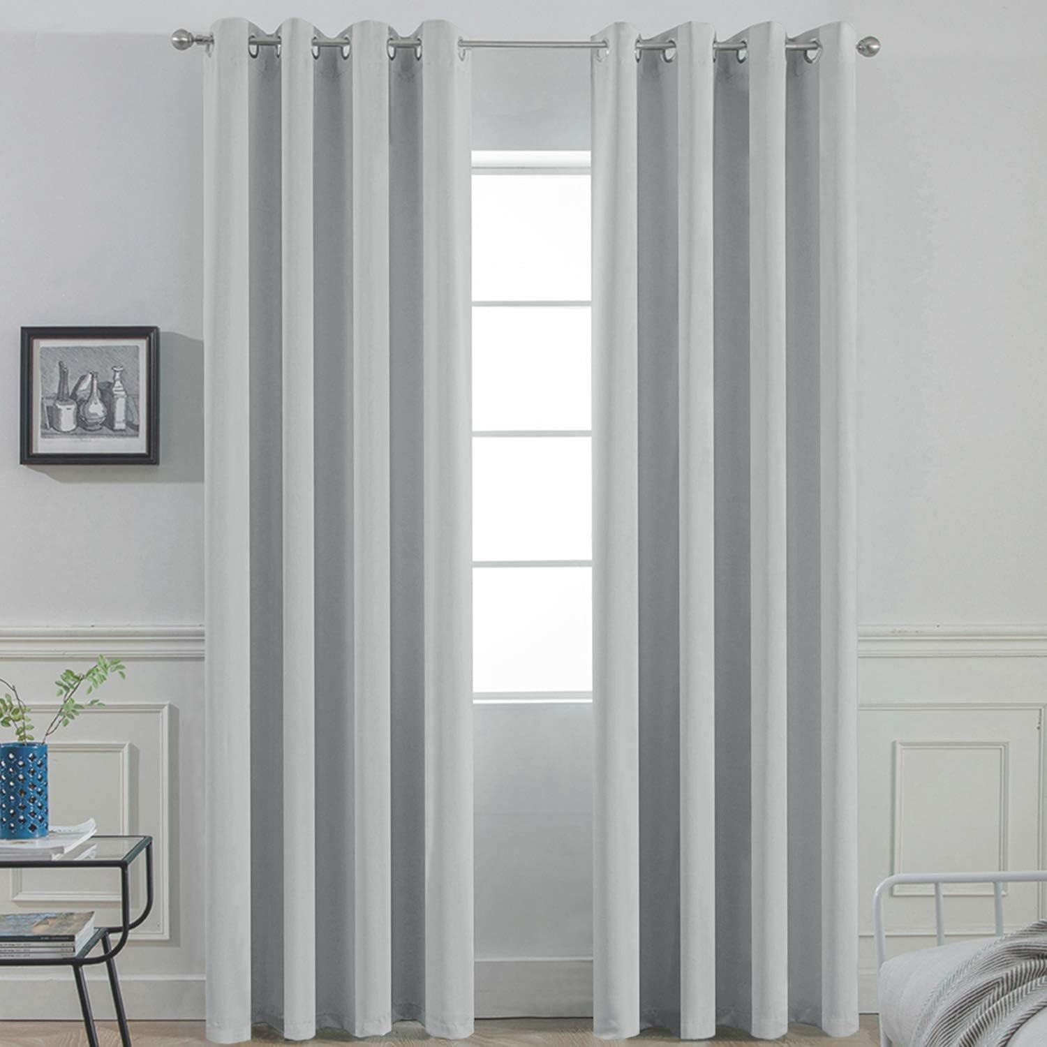 Room Darkening Gray Blackout Curtains 84 Inch Long Light Blocking Thermal Insulated Window Treatment Grommet Drapes for Bedroom Living Room, 52W X 84L, Grey Curtains, 2 Panels