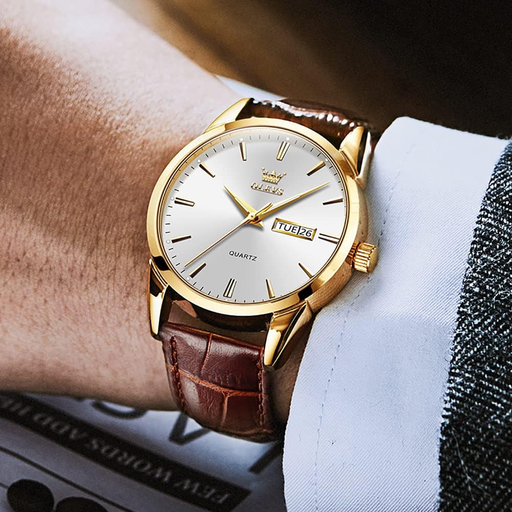 Amazon Watches,Brown Leather Watch for Men,Men Day Date Watch,Men'S Luminous Watch,Dress Watch for Men,Rose Gold Watch for Men,Men'S Fashion Quartz Watch,Waterproof Brown Man Watches