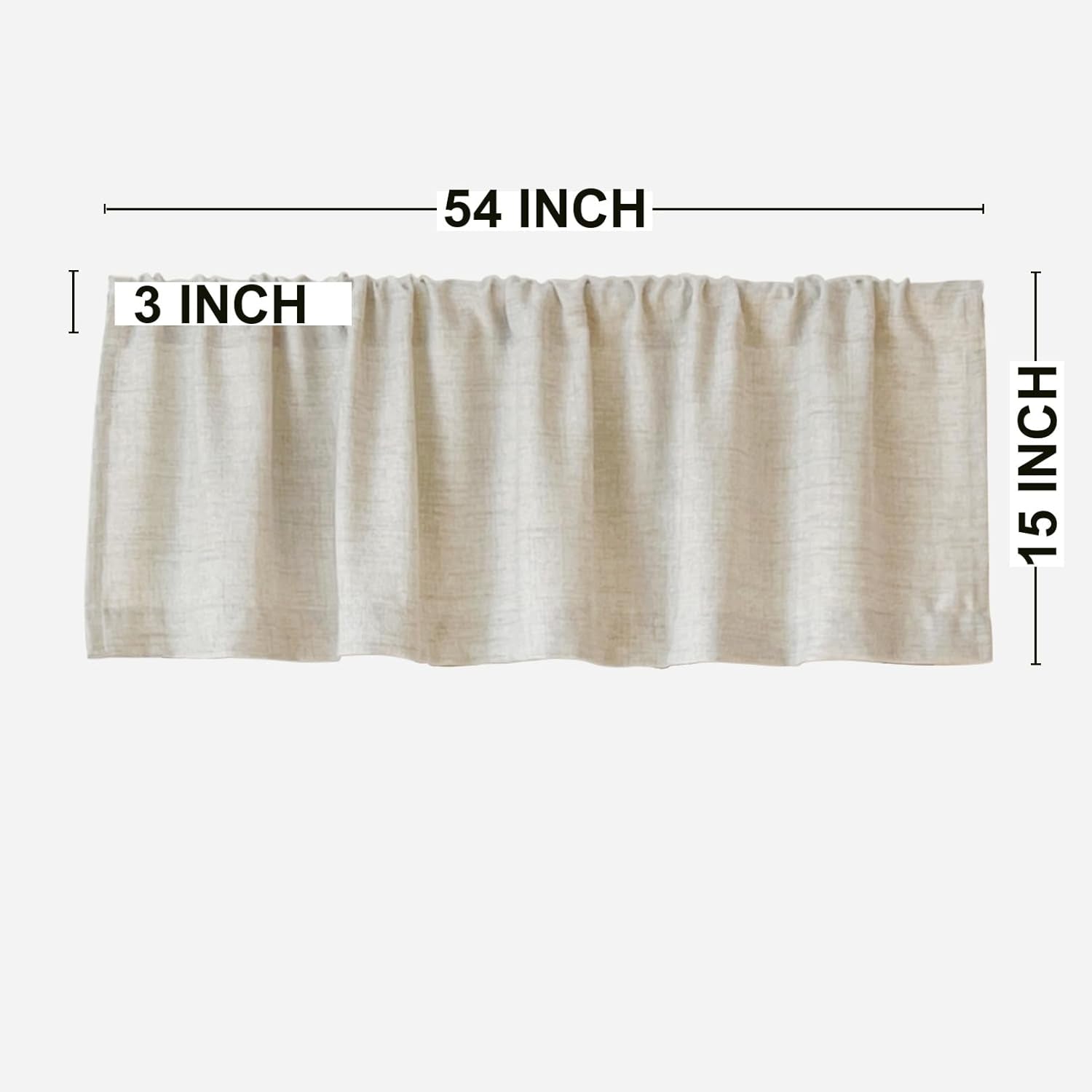 2 Pack Faux Linen Valance for Windows Kitchen Living Room Valances Rod Pocket Farmhouse Country Rustic Bathroom Small Window Treatment (54X15 Inch, Natural)