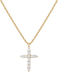14K Gold Plated Cubic Zirconia Cross Necklace for Women | Cross Faith Pendant Necklaces