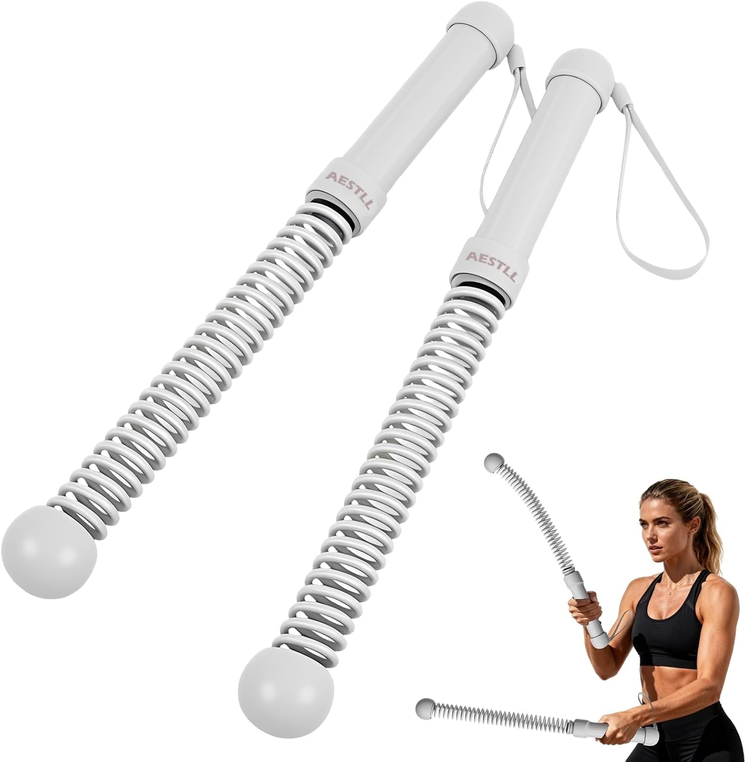 Ropeless Battle Ropes Weighted — 2 Pack Portable Cordless Battle Ropes for HIIT & Cardio Full-Body Workout Tool with Non-Slip Spiral Handles, Travel-Friendly Home Gym Equipment for Women & Men
