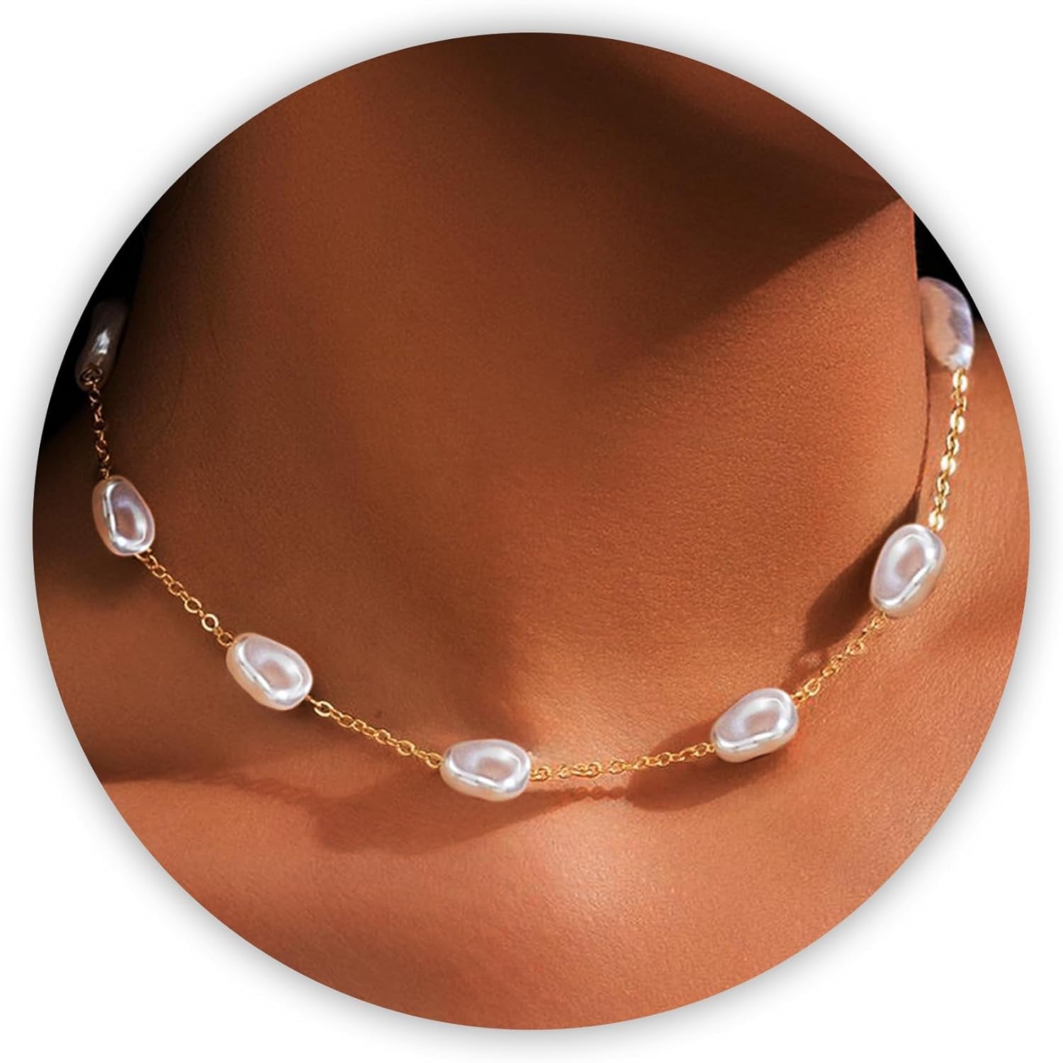 Pearl Necklaces, Daisy Pearls Choker for Women'S Pearl Strand Necklaces as Silver and Gold Choker for Teens, Silver Daisy Birthday Gifts 3 Pearls White Necklace as Prom Bridesmaid Gifts