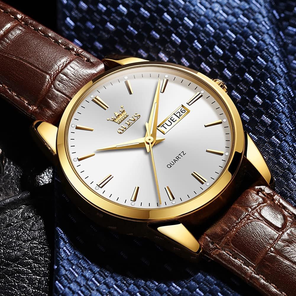 Amazon Watches,Brown Leather Watch for Men,Men Day Date Watch,Men'S Luminous Watch,Dress Watch for Men,Rose Gold Watch for Men,Men'S Fashion Quartz Watch,Waterproof Brown Man Watches