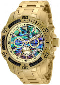 Men'S Pro Diver Scuba Quartz Chronograph Carbon Fiber Bezel Abalone Dial Bracelet Watch, 50Mm