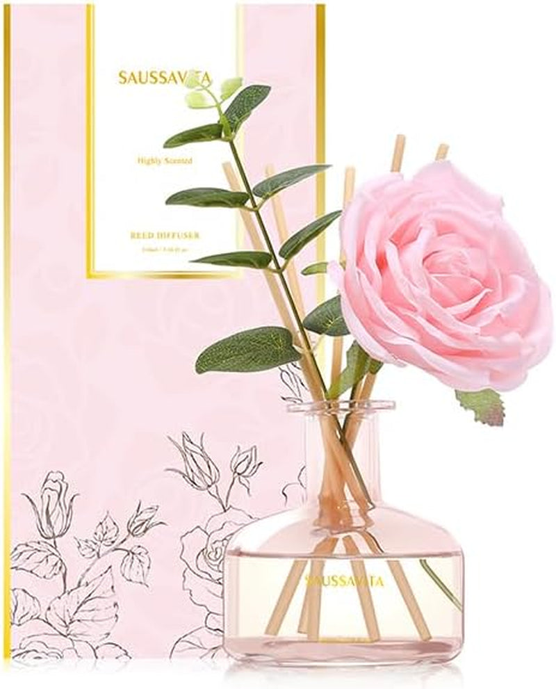 Reed Diffusers Set, 7.10 Oz Flower Scented Diffuser with 7 Sticks, Long Lasting Home Fragrance for 120 Days, Perfect for Bathroom, Shelf Decor, Air Fresheners
