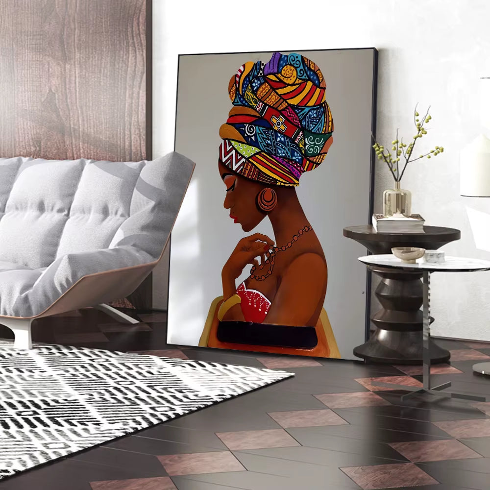 Abstract Figure Canvas Painting African Women Portrait Posters and Prints Wall Art for Living Room Home Decor Picture No Frame