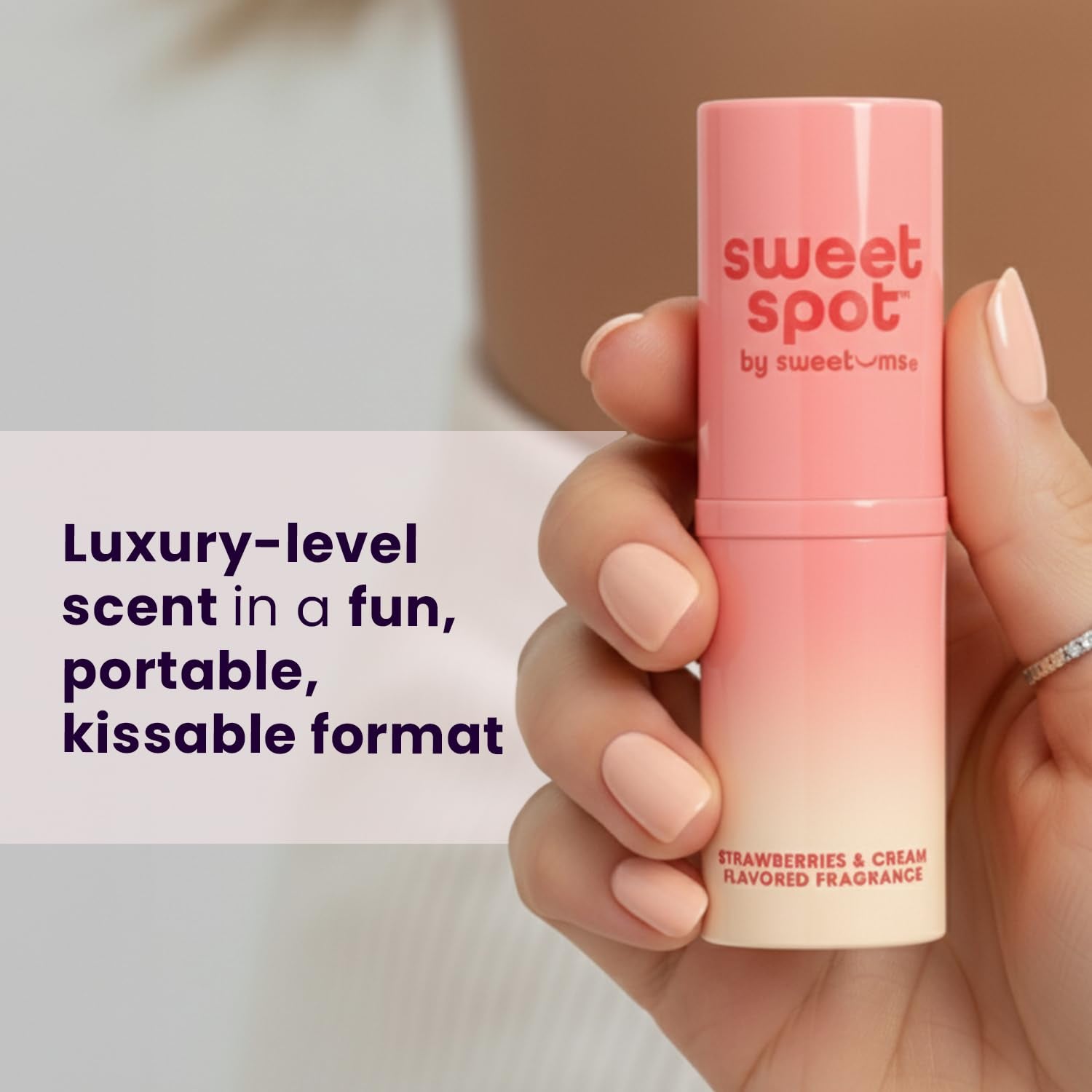 Sweetspot Flavored Solid Perfume Stick, Portable Travel Perfumes for Women, Long Lasting Fragrances, Non Sticky Formula, Natural Ingredients, Fragrance Stick (Strawberries & Cream)