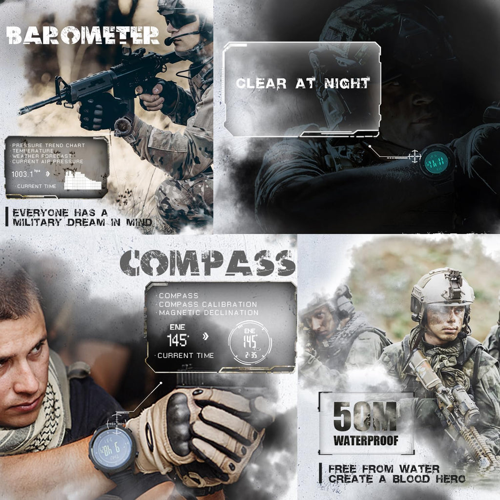 Apache Tactical Sports Watches for Men , Outdoor Survival Military Compass Rock Solid Digital Watches with Durable Band, Steps Tracker Pedometer Calories (Green)…