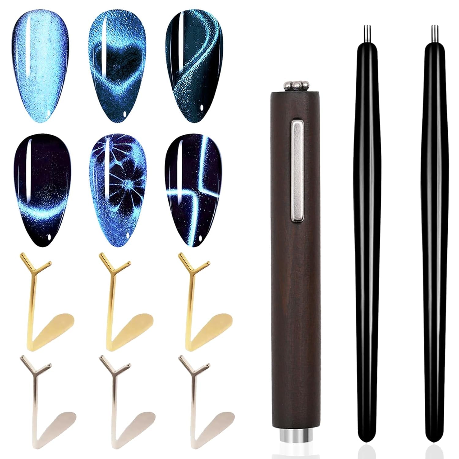 15Pcs Nail Magnet Set Cat Eye Gel Nail Polish Magnet Wand Magnetic Nail Polish Cat Eye Magnet for Nails Cat Eye Magnets Sticks Nail Design Tools Nail Art