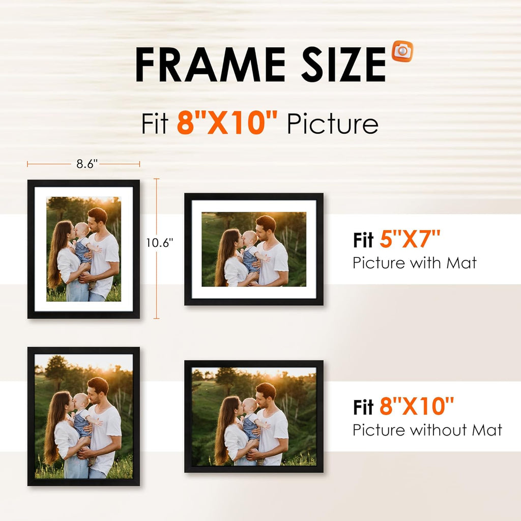 8x10 Picture Frames Set of 2 – Black Wall or Tabletop Display