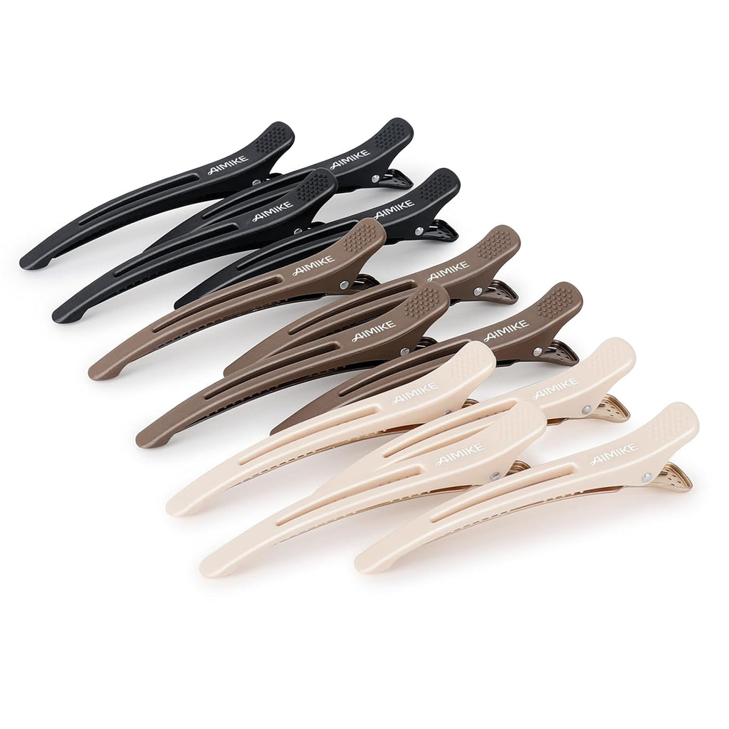 6Pcs Professional Hair Clips for Styling Sectioning, Anti-Slip No-Trace Duck Billed Hair Clips with Silicone Band, Salon and Home Hair Cutting Clips for Hairdresser, Women, Men - 4.3” Long