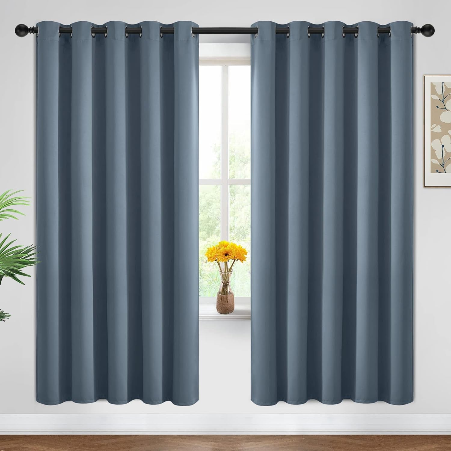 Room Darkening Gray Blackout Curtains 84 Inch Long Light Blocking Thermal Insulated Window Treatment Grommet Drapes for Bedroom Living Room, 52W X 84L, Grey Curtains, 2 Panels
