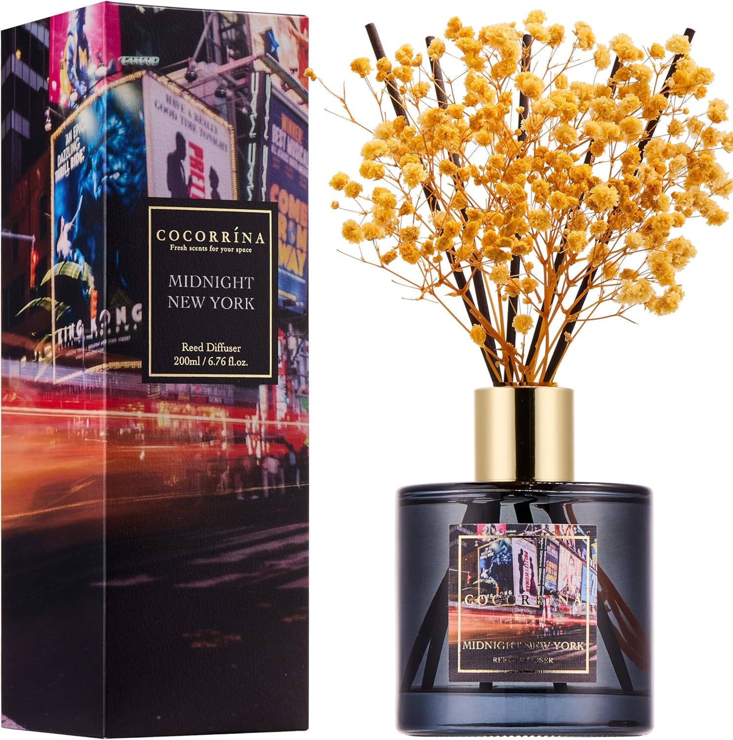 Reed Diffuser Sets, 6.7 Fl Oz. Black Forest Diffuser with Sticks Home Fragrance Reed Diffuser for Bathroom Shelf Decor