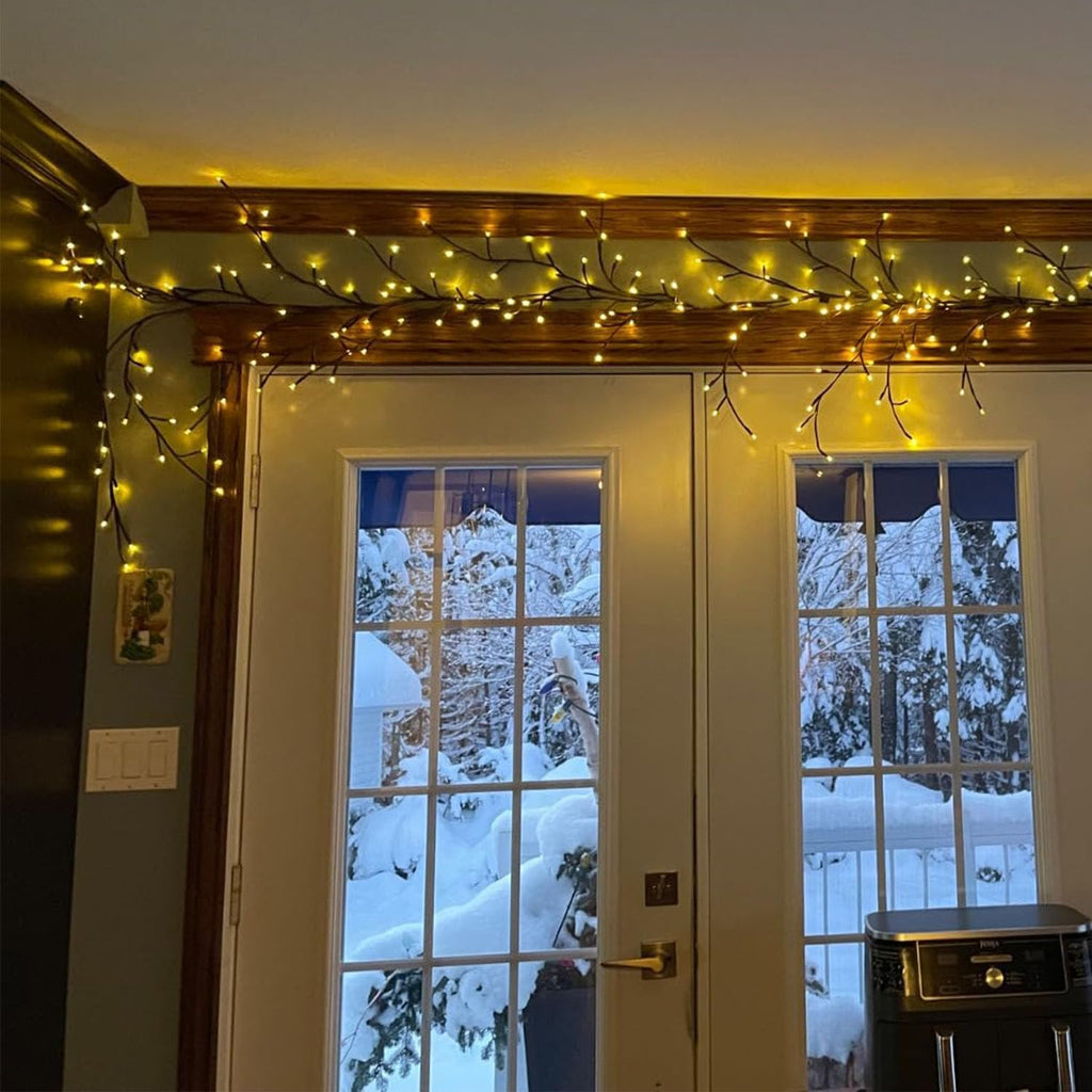 Enchanted Willow Vine Lights with Remote, Christmas Swags Decorations Indoor Room Decor, 18 Branches 144 Leds Lighted Willow Vine Lights for Walls Bedroom Home Decor