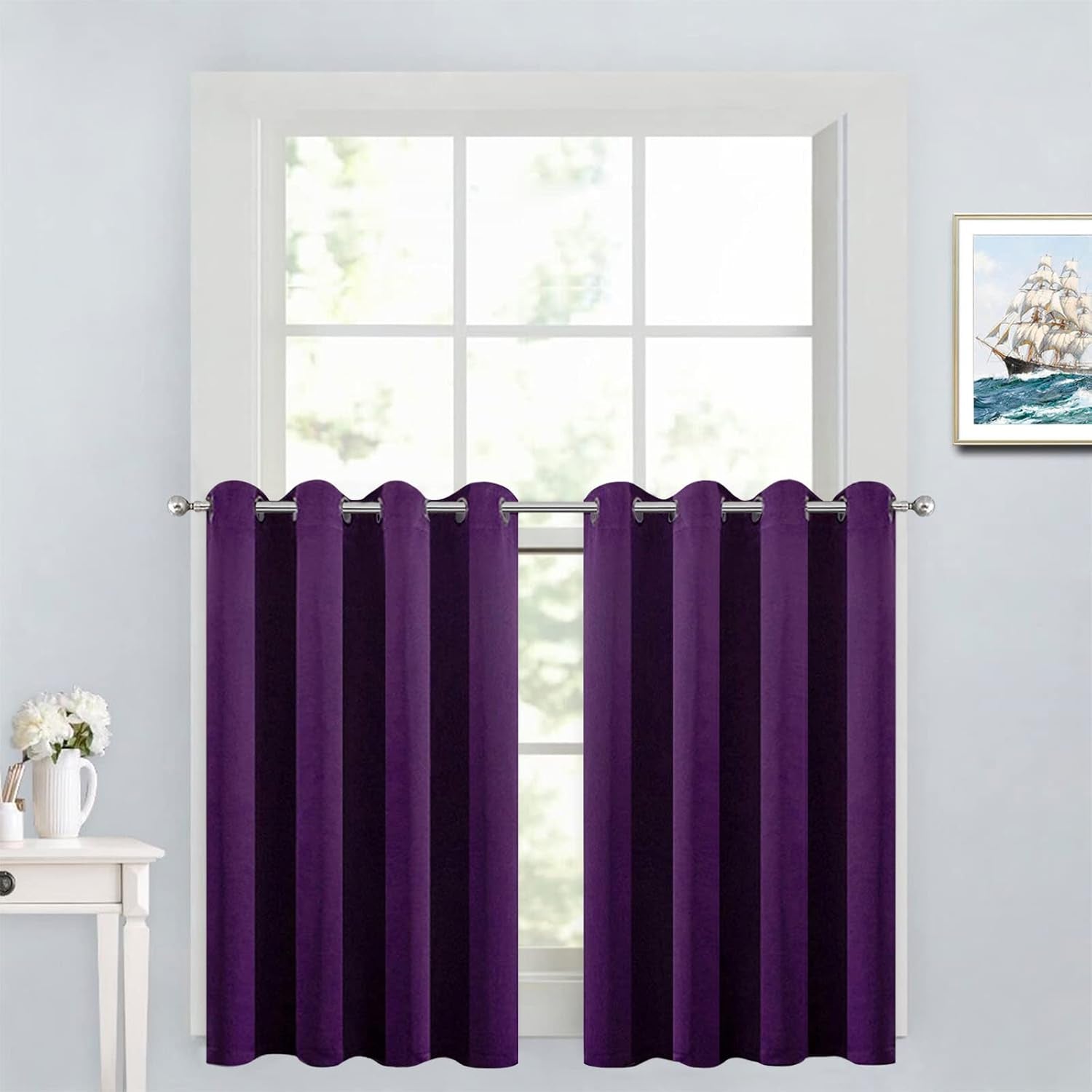 Room Darkening Gray Blackout Curtains 84 Inch Long Light Blocking Thermal Insulated Window Treatment Grommet Drapes for Bedroom Living Room, 52W X 84L, Grey Curtains, 2 Panels