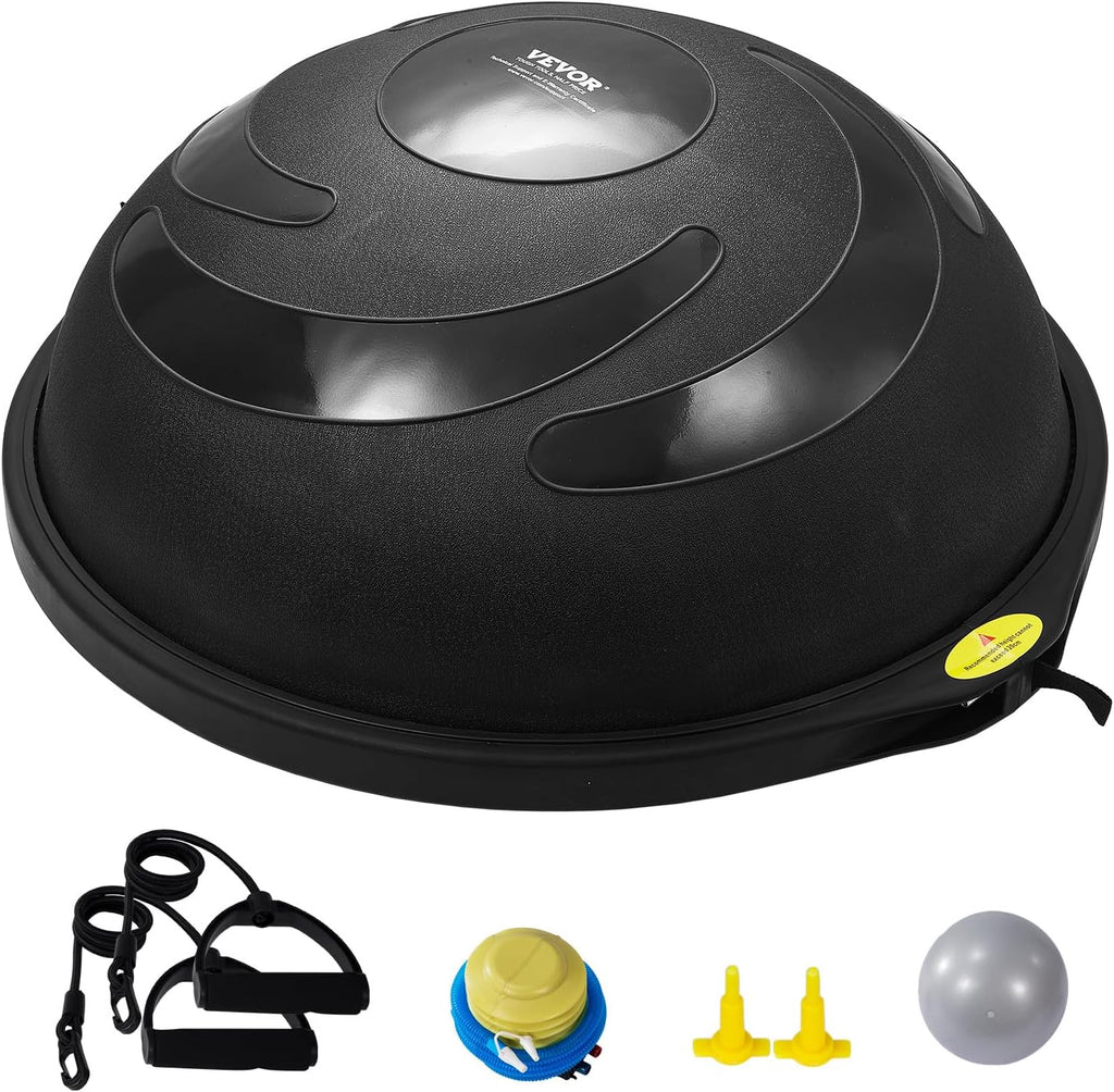 Half Exercise Ball Trainer, 23/26 Inch Balance Ball Trainer, 1500Lbs Capacity Stability Ball, Yoga Ball with Resistance Bands & Foot Pump, Strength Fitness Ball for Home Gym Full Body Workout