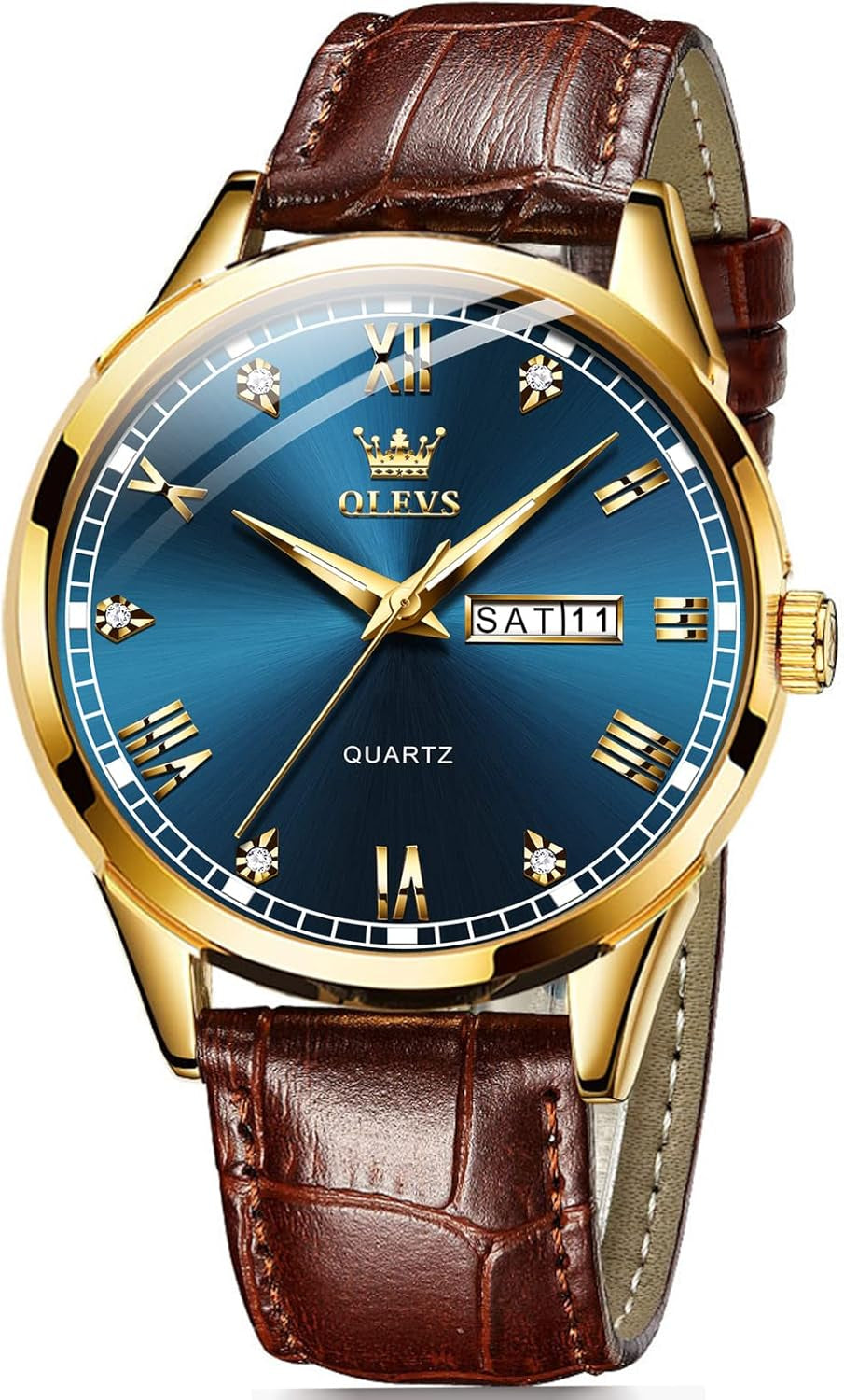 Amazon Watches,Brown Leather Watch for Men,Men Day Date Watch,Men'S Luminous Watch,Dress Watch for Men,Rose Gold Watch for Men,Men'S Fashion Quartz Watch,Waterproof Brown Man Watches