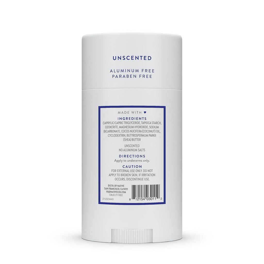 Deodorant Contains Naturally Derived Ingredients, 72 Hour Odor Control, Deodorant for Women and Men, Aluminum Free, Unscented 2.65Oz