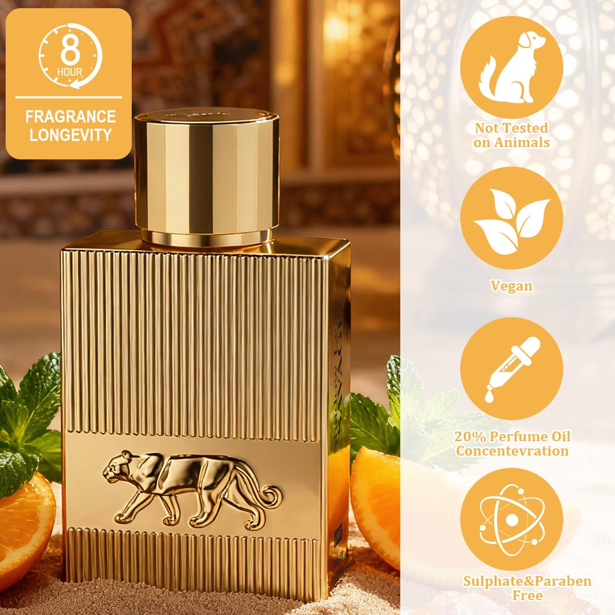Shadow Leap - Savage Eau De Parfum Opulent & Confident | Gold Bar Vibe | Blood Mandarin/Leather, Long-Lasting Spicy Woody Citrus Perfumes for Men 100Ml 3.4 Fl. Oz