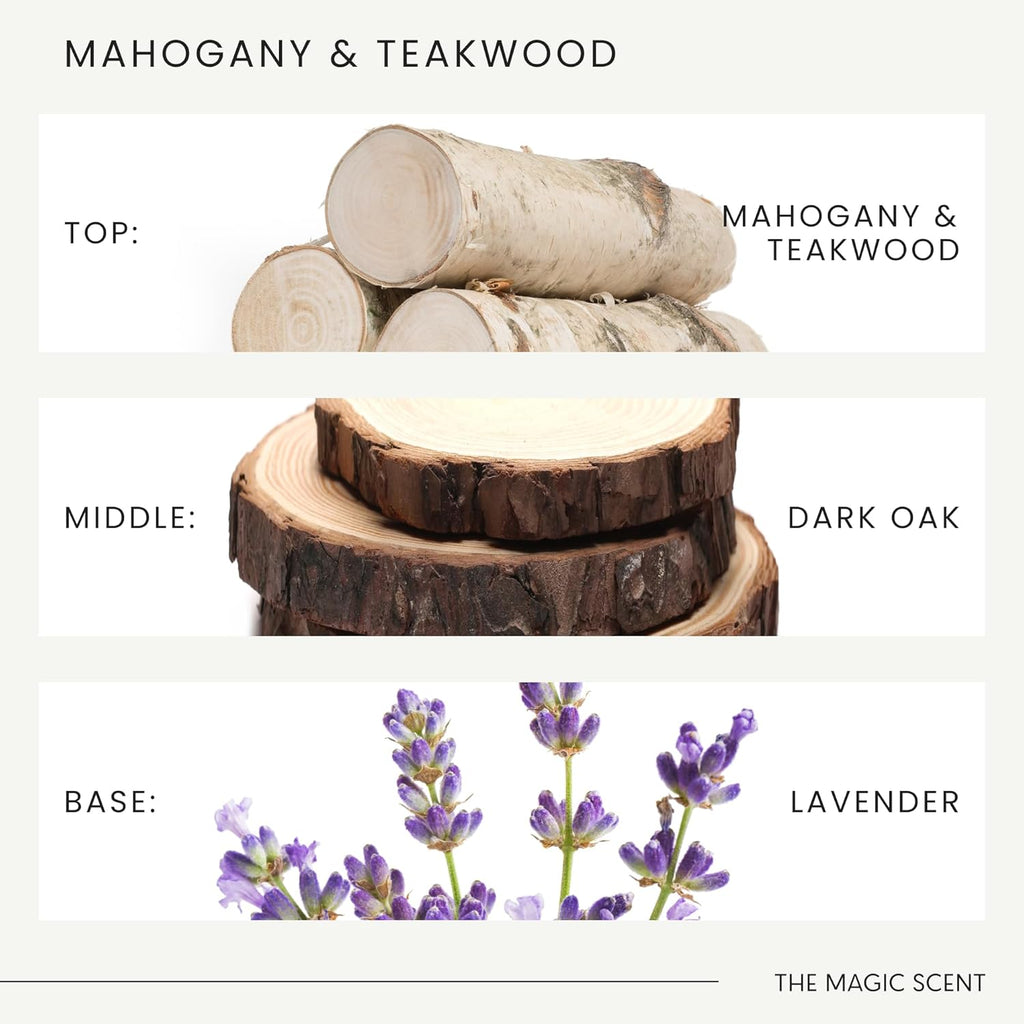 Mahogany & Teakwood Reed Diffuser for Home - Luxury Scent Diffuser with Premium Fiber Reeds for Lasting Gentle Dispersal - Natural, Toxin-Free Aroma Inspired by Ambercrombie & Fitch