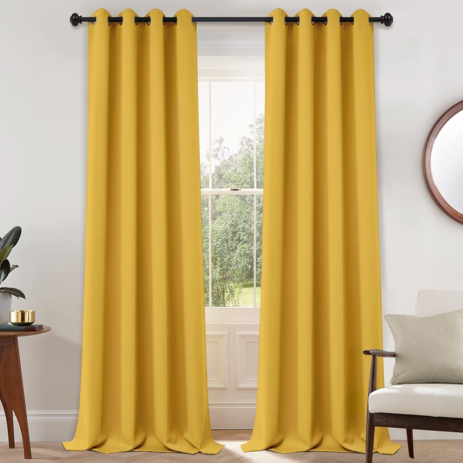 Room Darkening Gray Blackout Curtains 84 Inch Long Light Blocking Thermal Insulated Window Treatment Grommet Drapes for Bedroom Living Room, 52W X 84L, Grey Curtains, 2 Panels